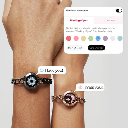 Sun & Moon Touch Bracelets with Figaro Chain (Black+Rose Gold)