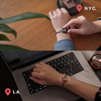 Sun & Moon Touch Bracelets with Figaro Chain (Black+Rose Gold)